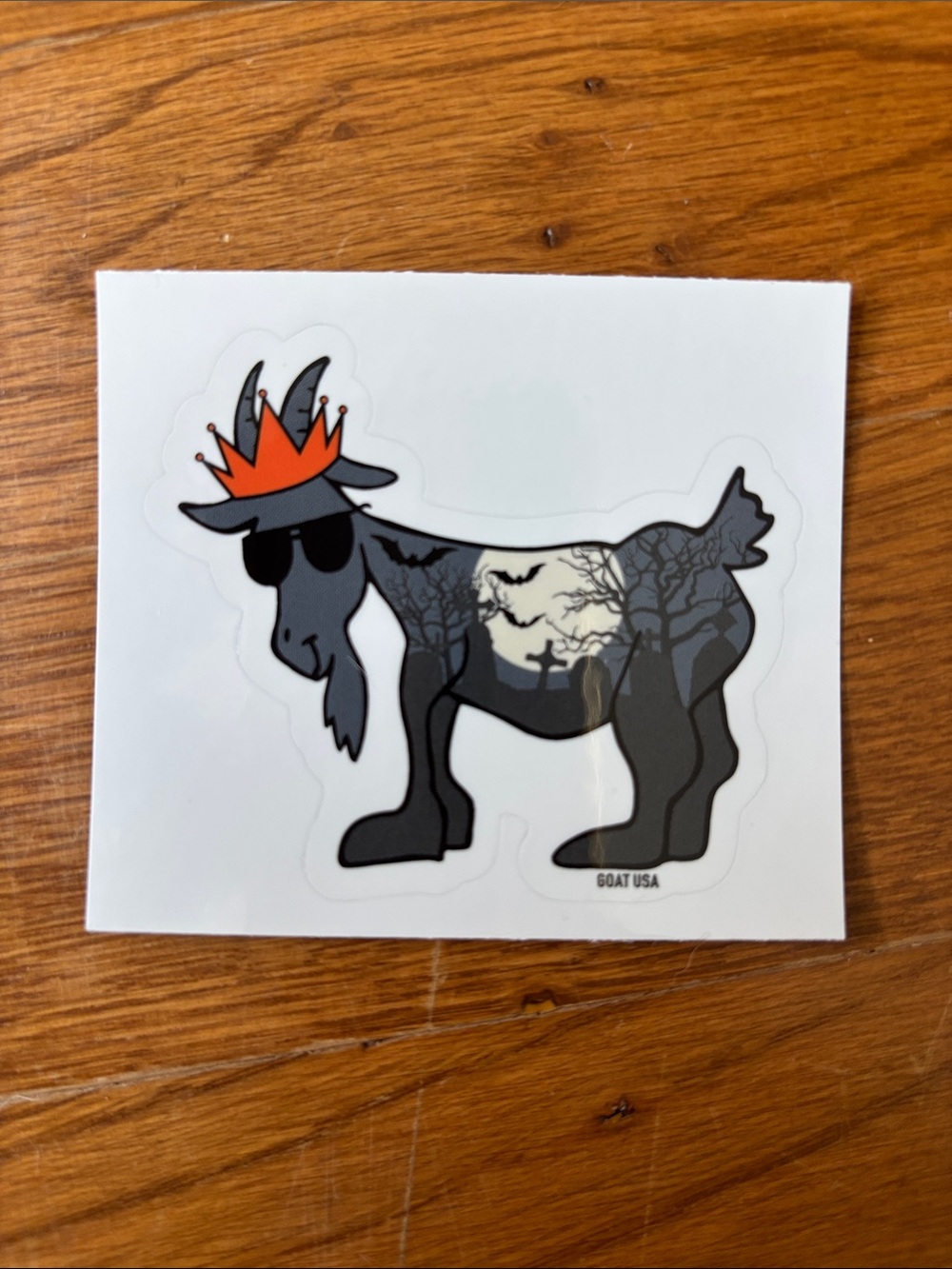 GOAT USA Kids Black Goat Sticker with Orange Crown Accent